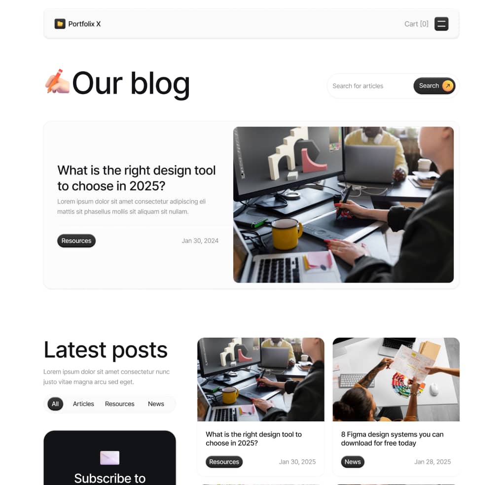 Portfolix X - Blog Page - Personal Portfolio Webflow Template