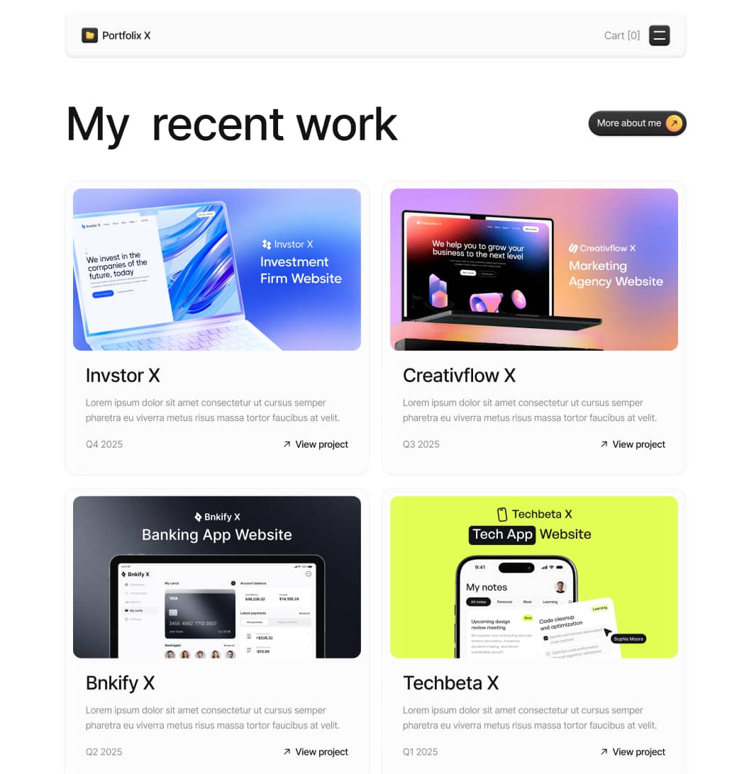 Portfolix X - Portfolio V2 Page - Personal Portfolio Webflow Template
