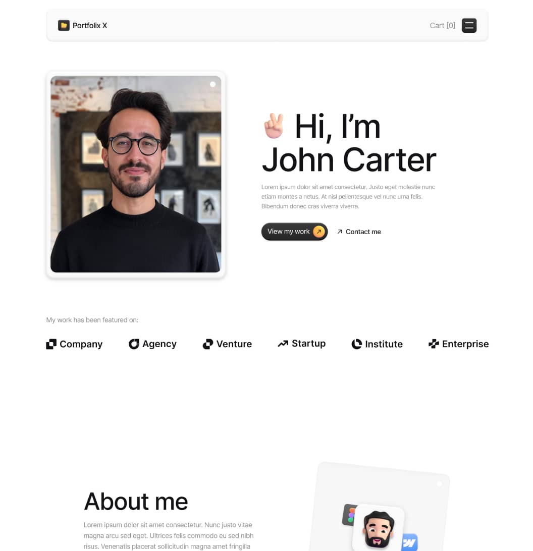 Portfolix X - About Page - Personal Portfolio Webflow Template