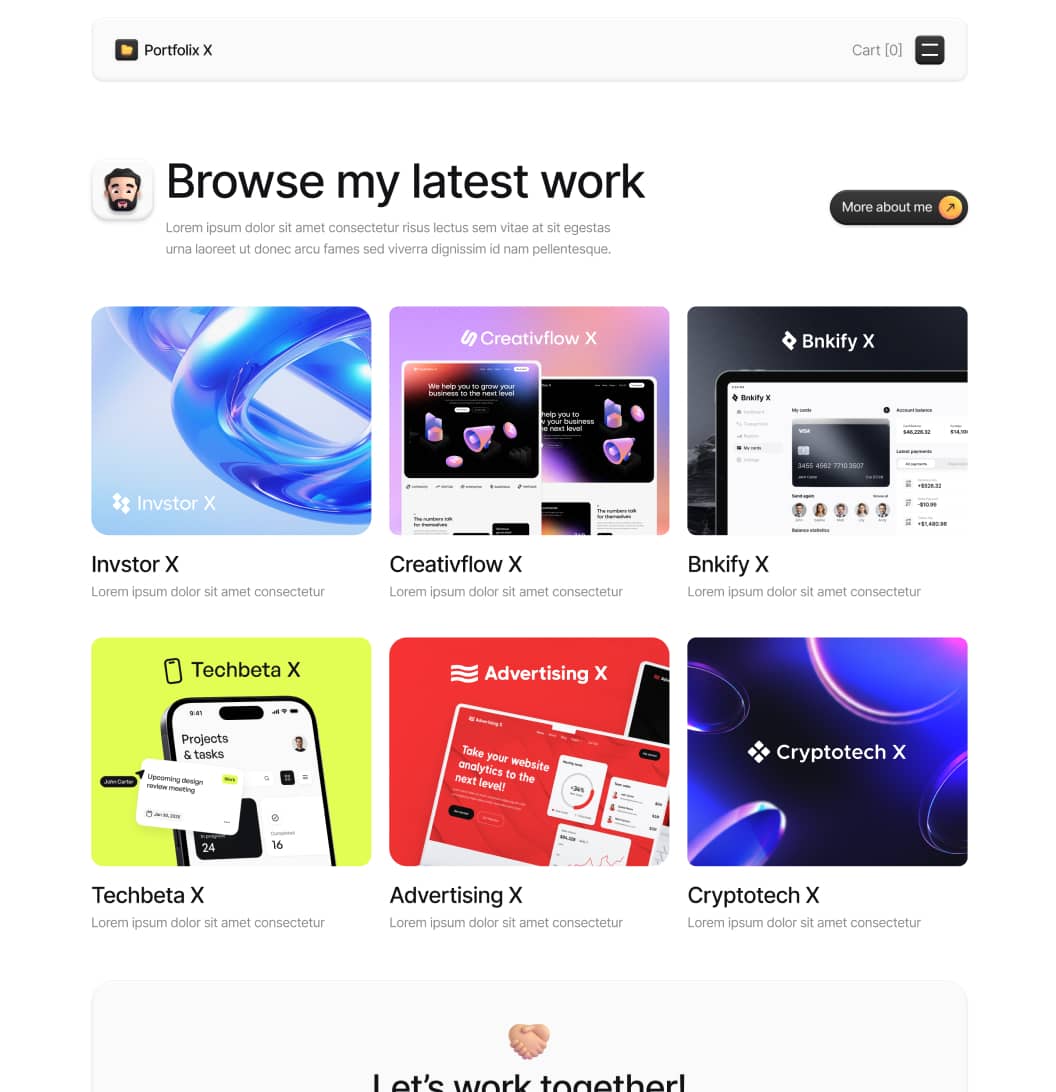 Portfolix X - Portfolio V3 Page - Personal Portfolio Webflow Template
