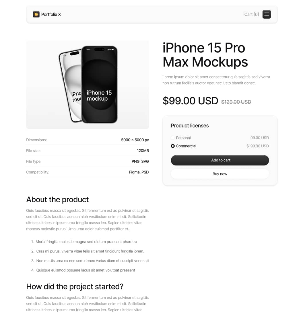 Portfolix X - Product Single Page - Personal Portfolio Webflow Template