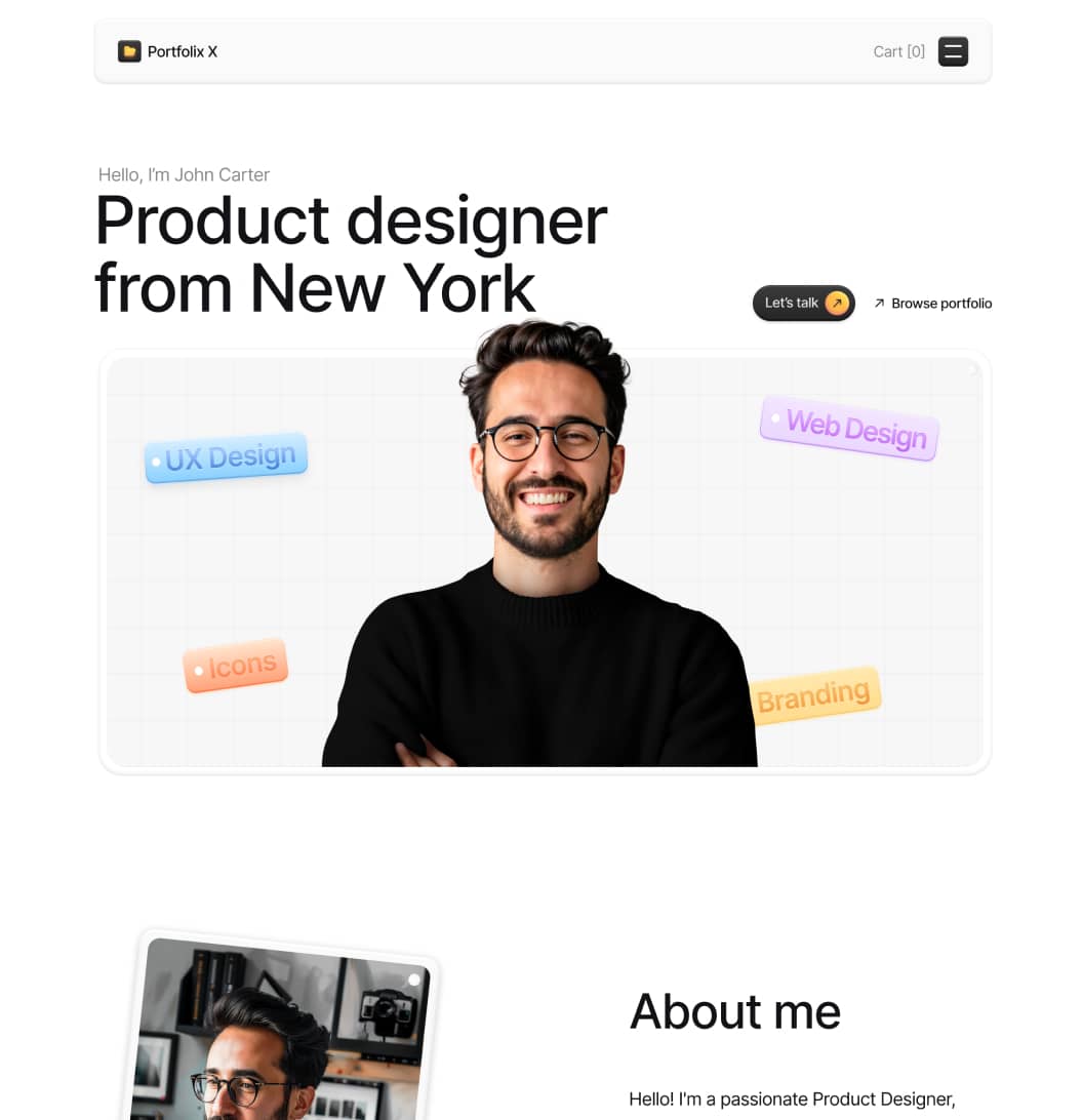 Portfolix X - Home V3 Page - Personal Portfolio Webflow Template