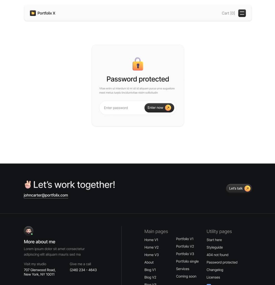 Portfolix X - Password Protected Page - Personal Portfolio Webflow Template