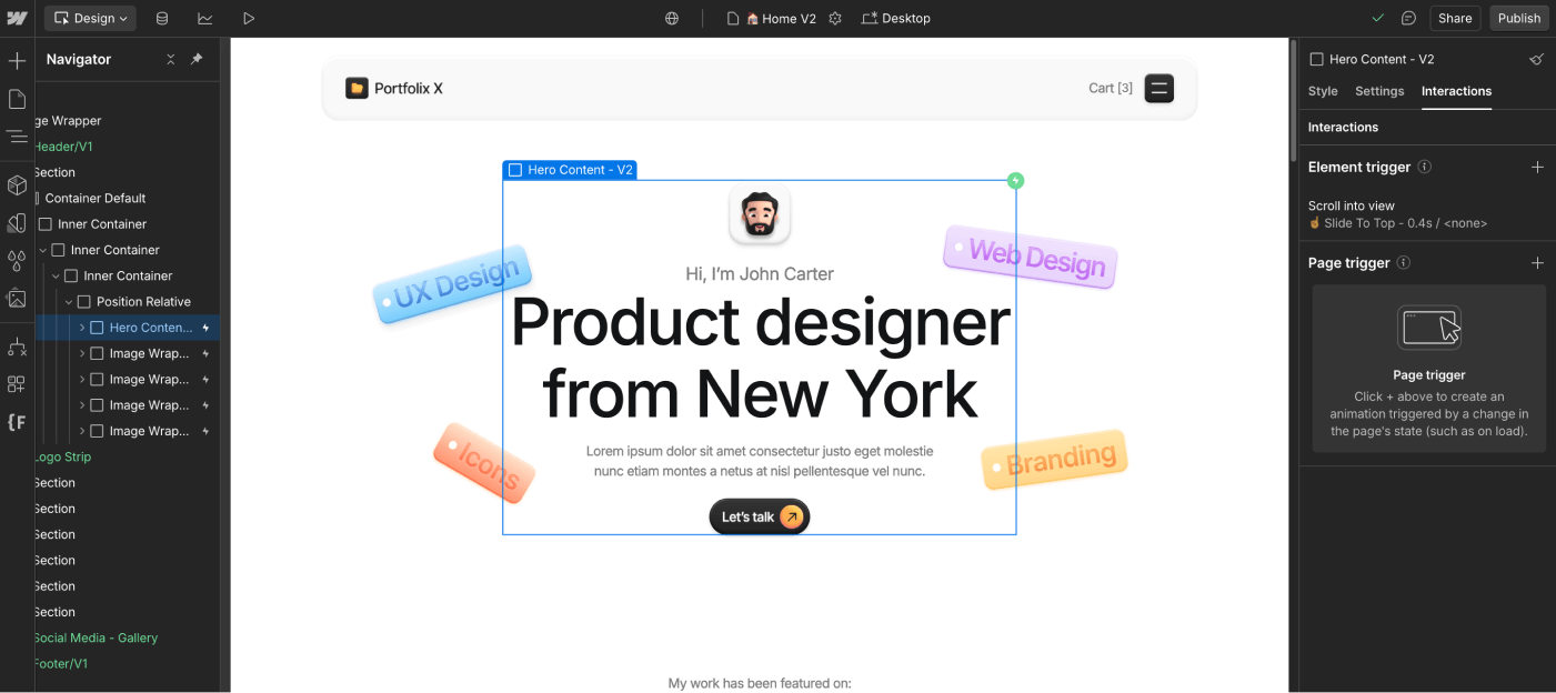 Animations - Portfolix X Webflow Template