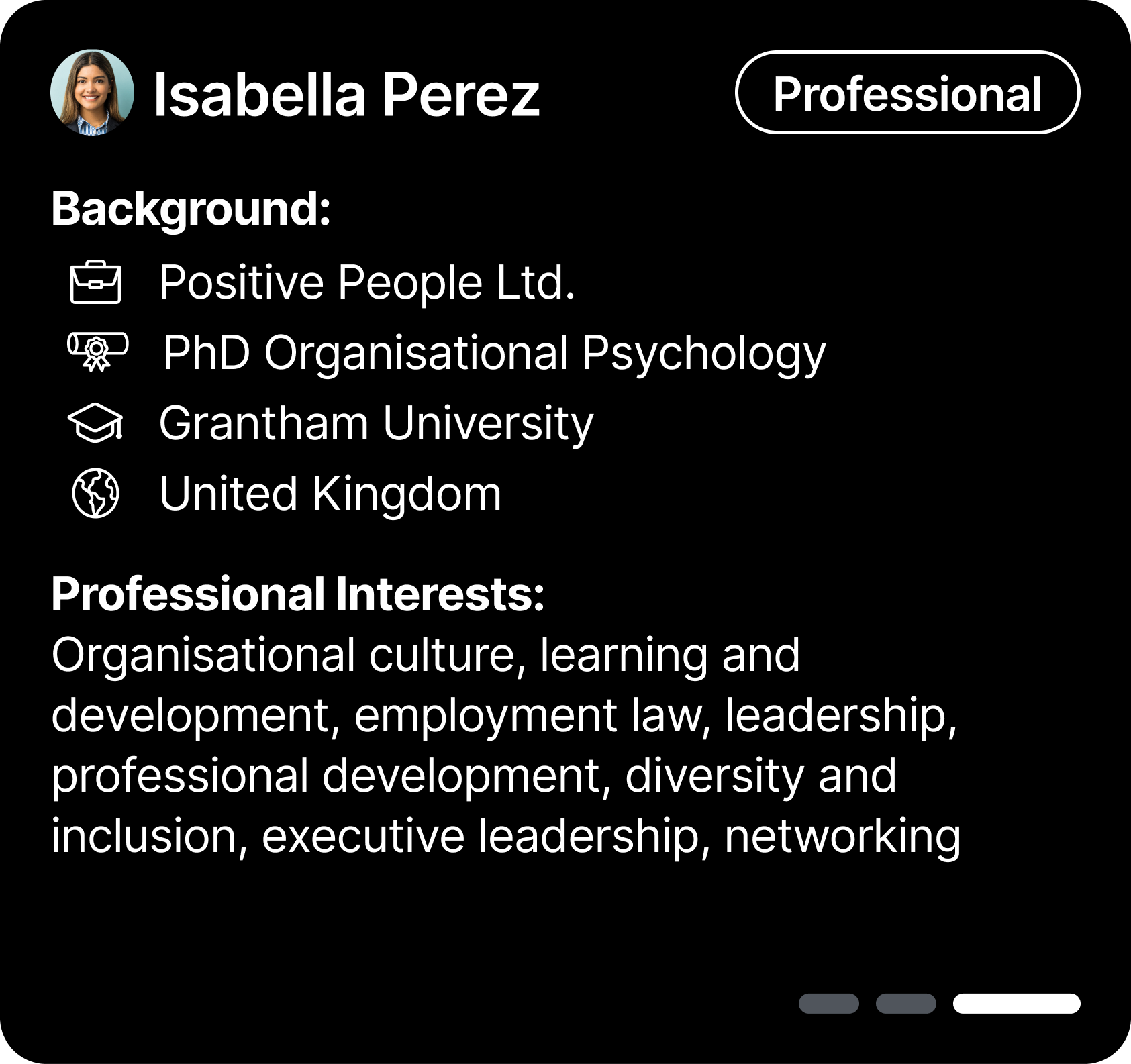 Profile bio