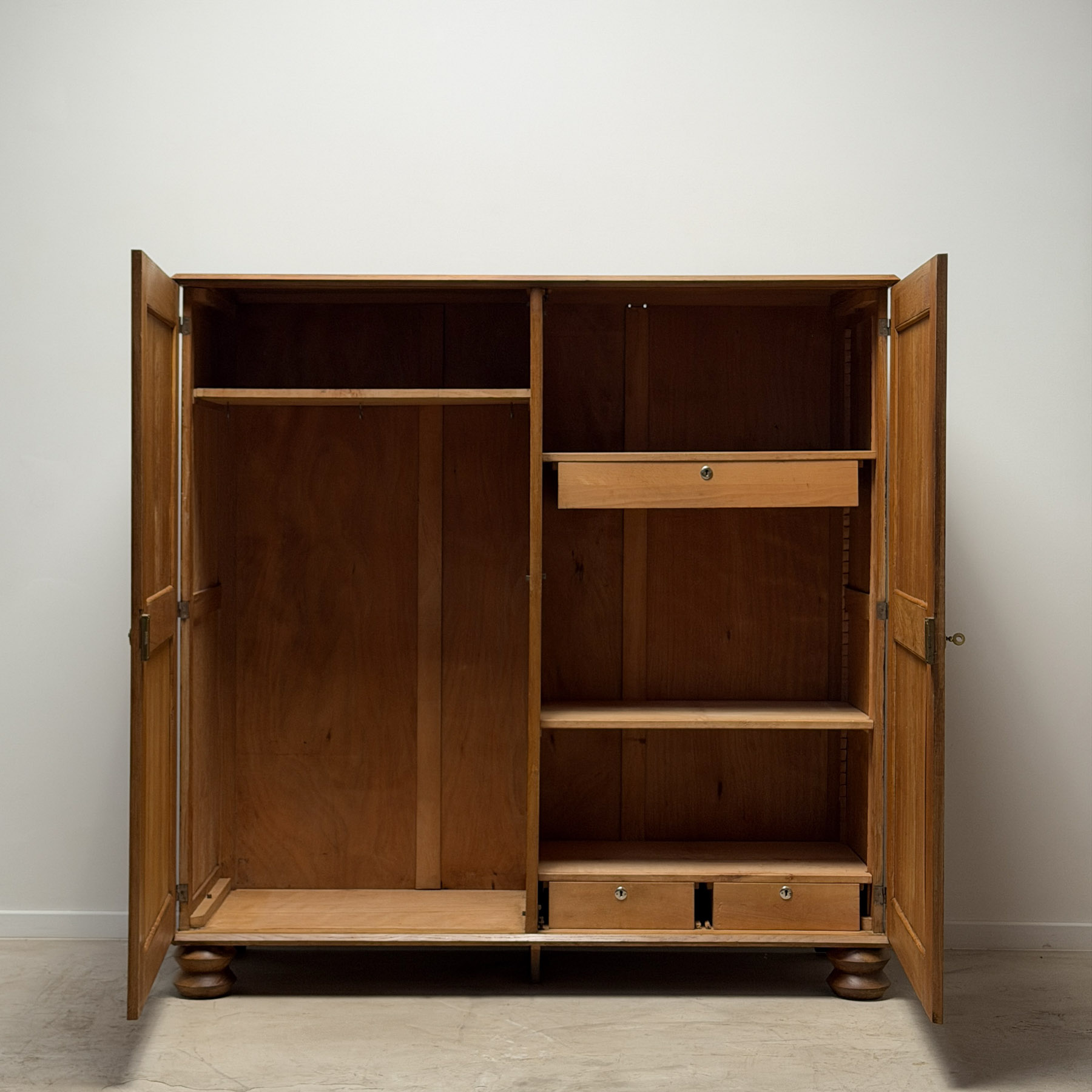 French Oak Cupboard with Diamond-Carved Panels, circa 1940