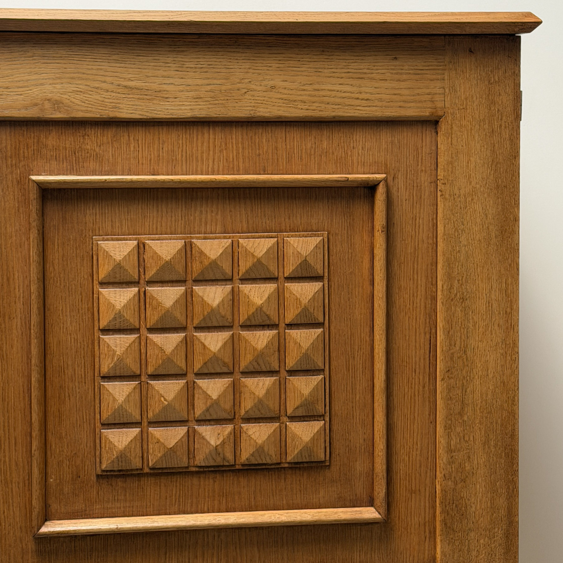 French Oak Cupboard with Diamond-Carved Panels, circa 1940