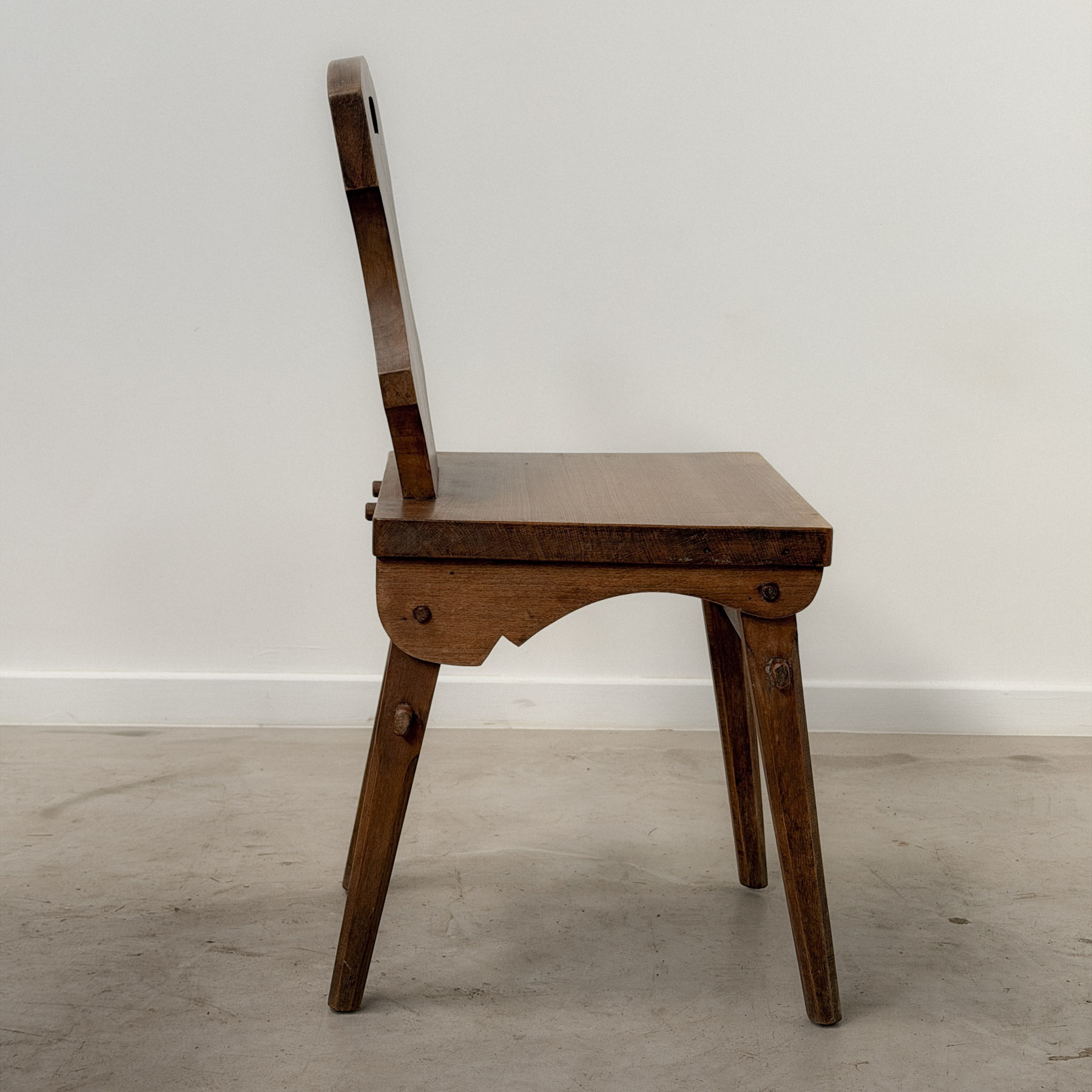 Set of six solid beechwood chairs from the 1970s.