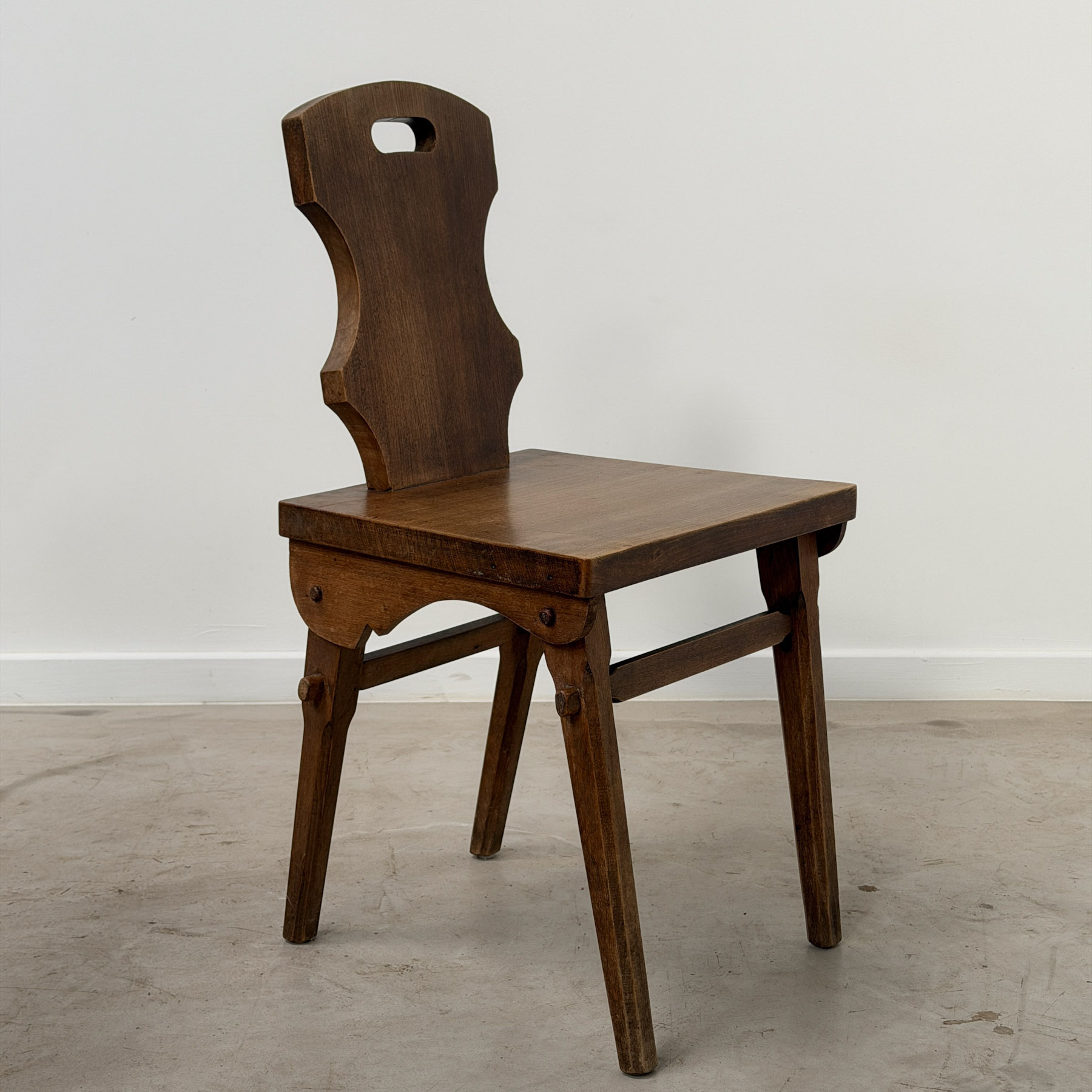 Set of six solid beechwood chairs from the 1970s.
