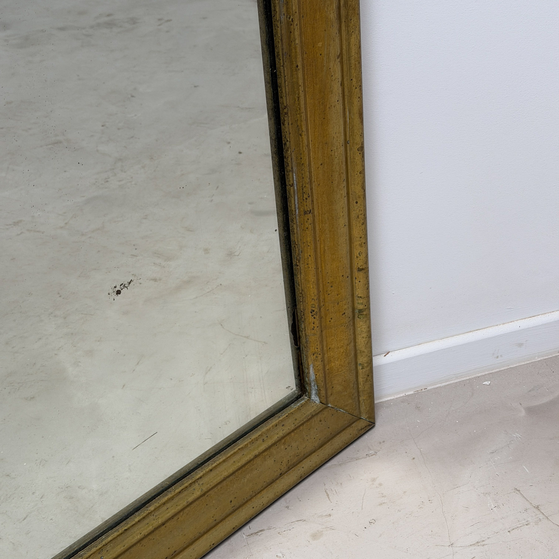 French Bistro Mirror in Brass and Mercury Glass