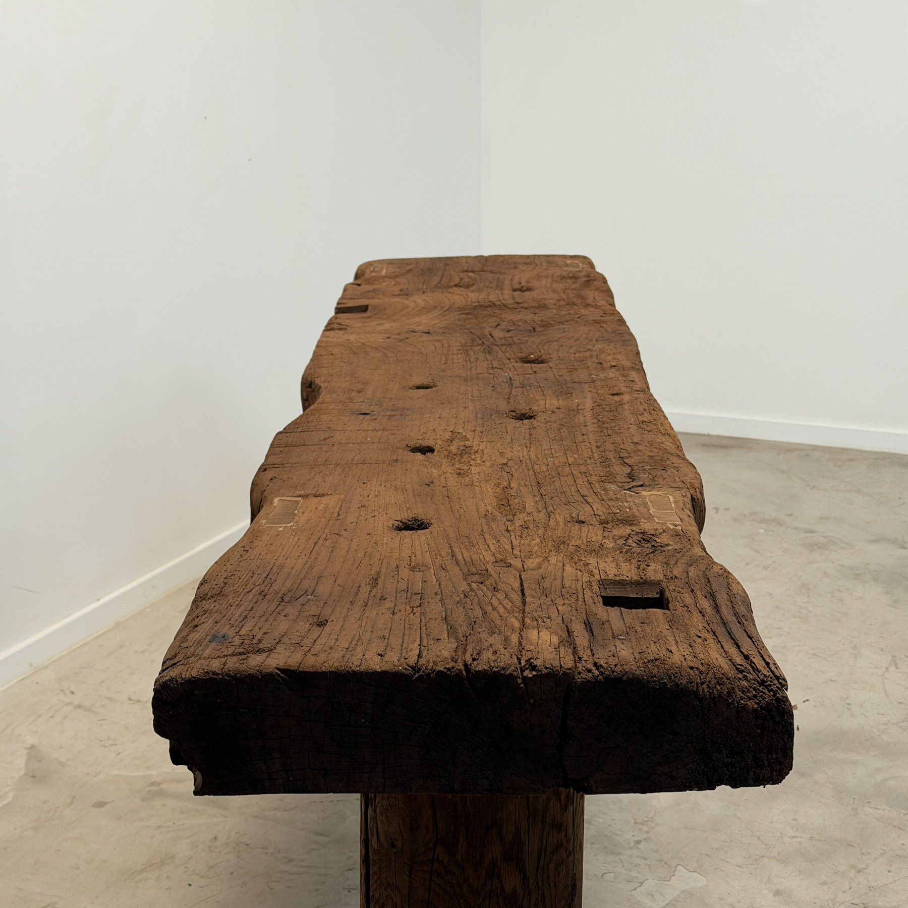 Console made from an old oak workbench