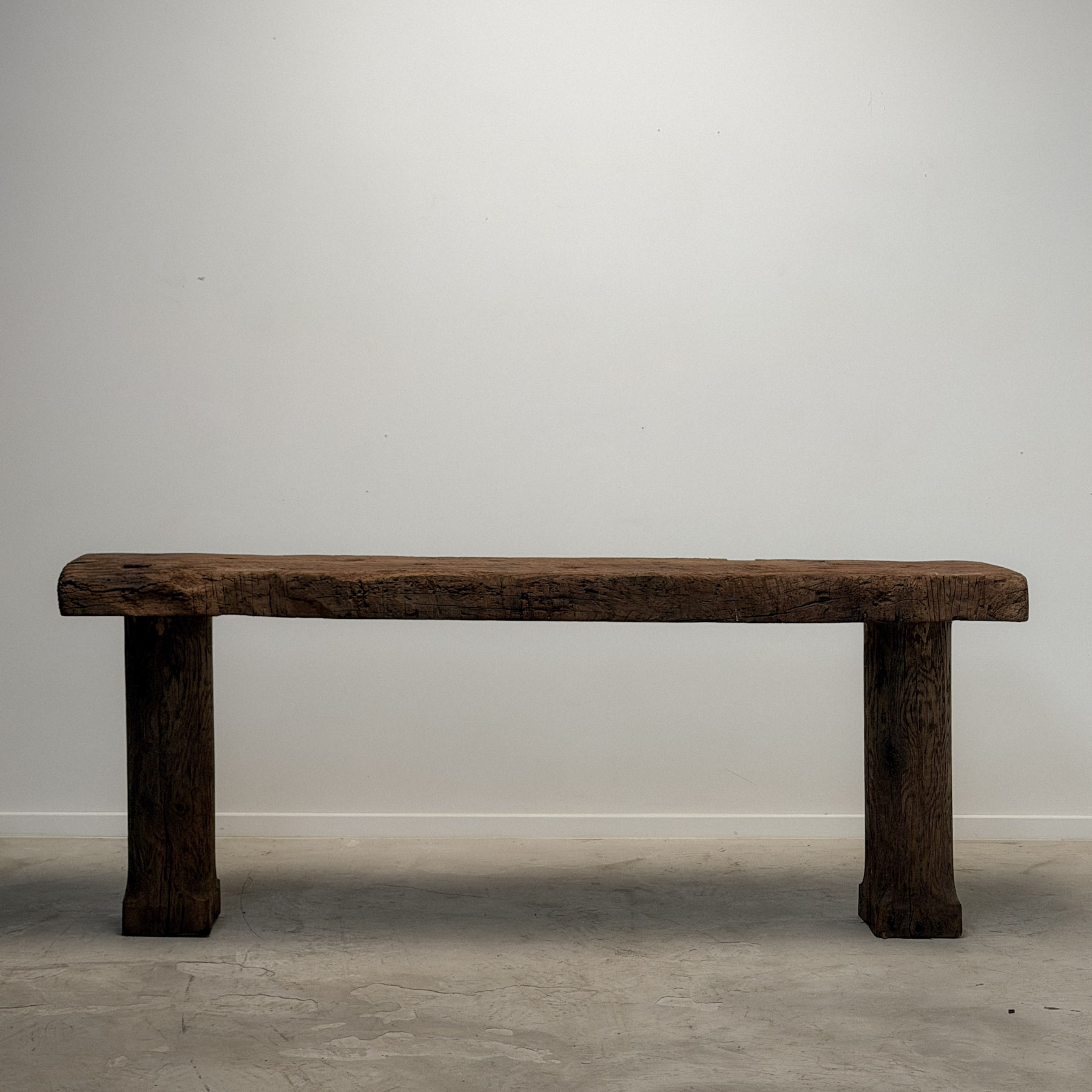 Console made from an old oak workbench