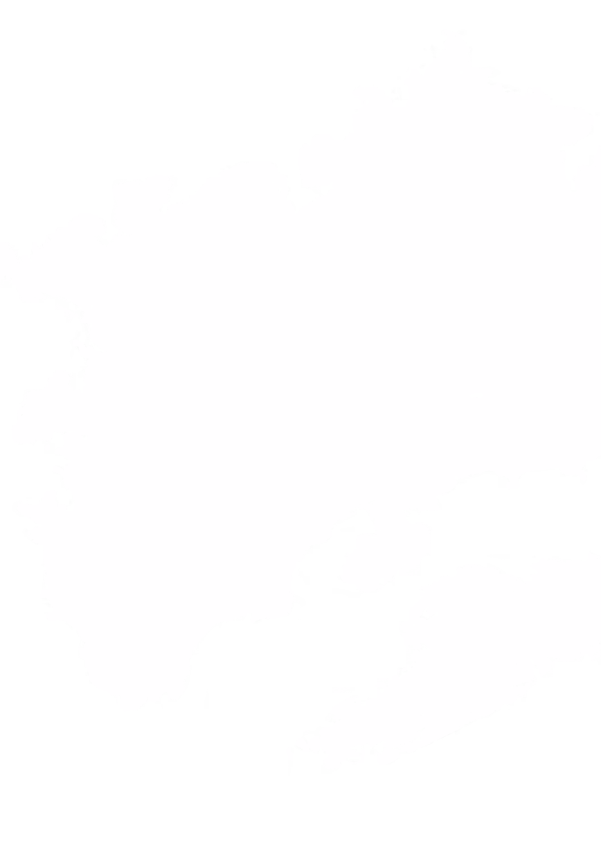 A white map of the world with a blue background.