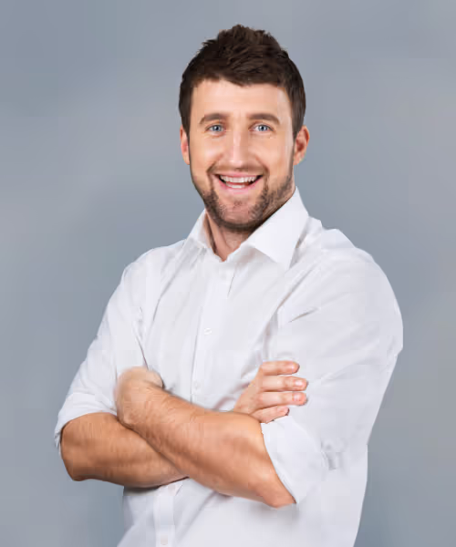 Man in white shirt.