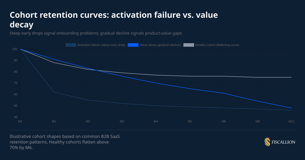 Cohort retention curves: activation failure vs. value decay