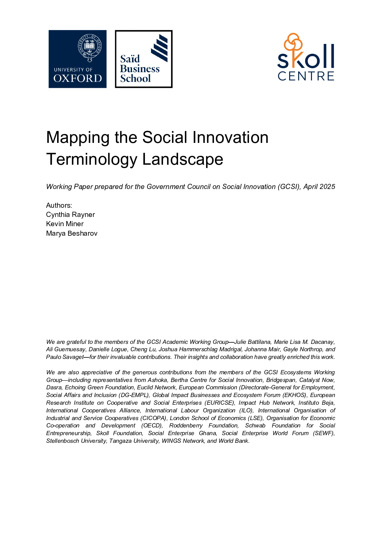 Mapping the Social Innovation Terminology Landscape