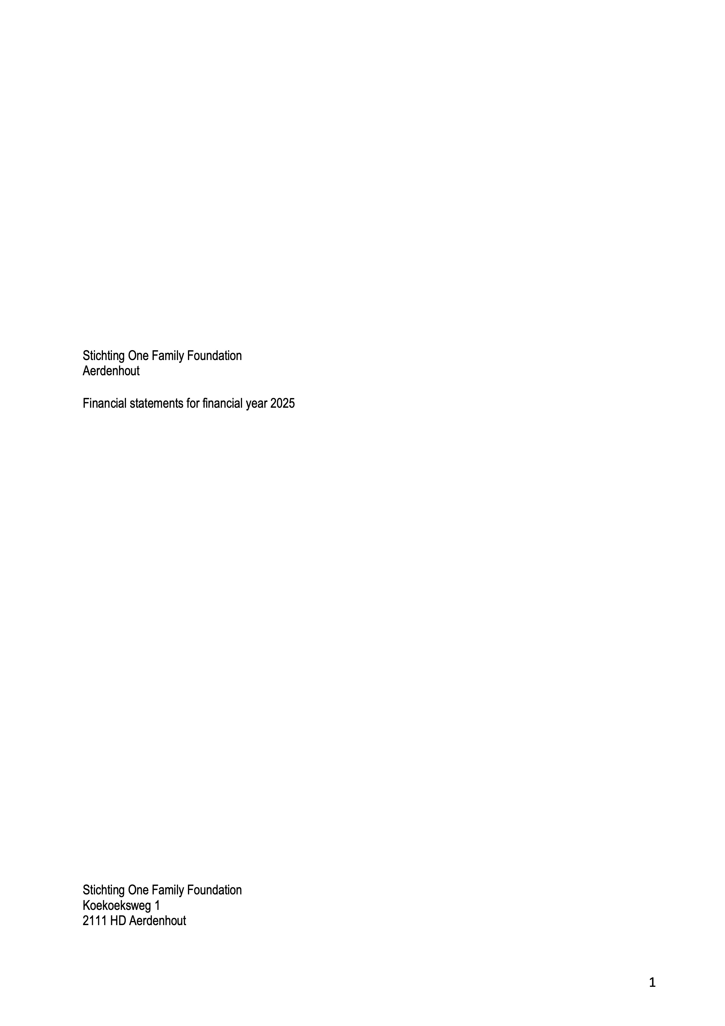 One Family Foundation financial statements 2025