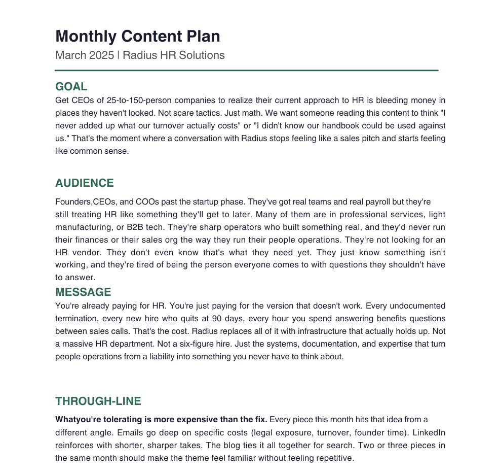 Brooks Kits Monthly Content Plan