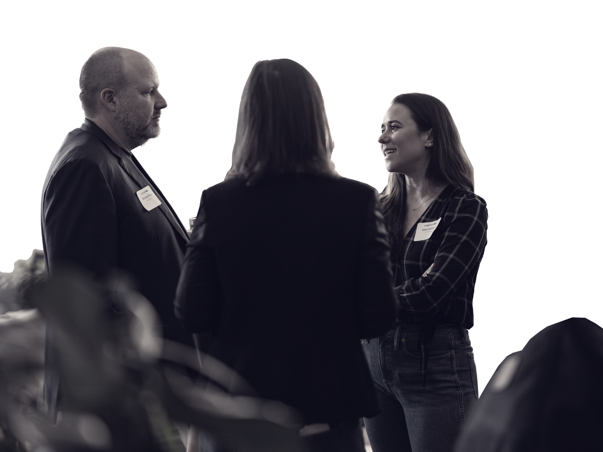 Startup founder meeting with an investor at a prior FX event
