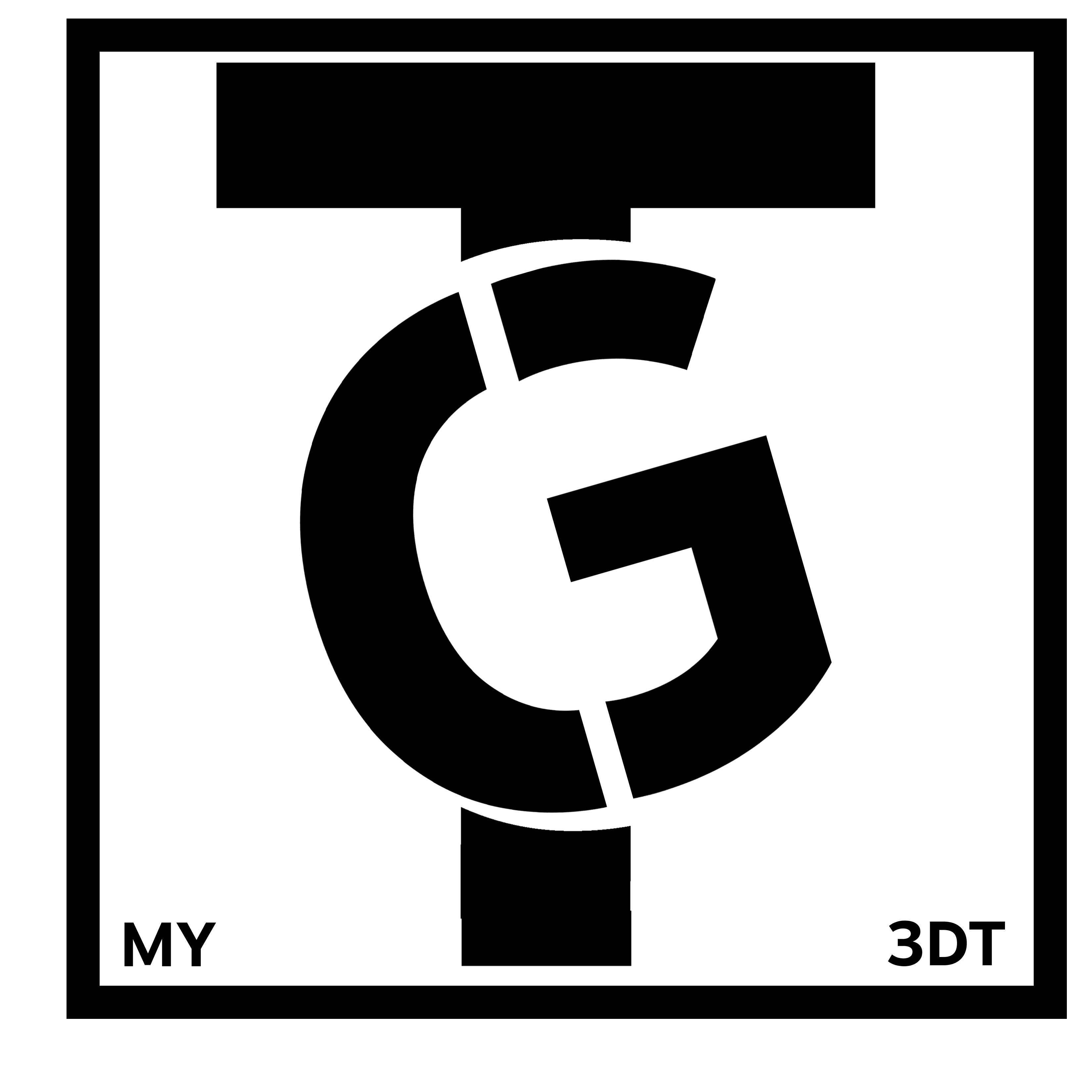 My T-shirt grind logo featuring the letter T with a tilted letter G on top of it