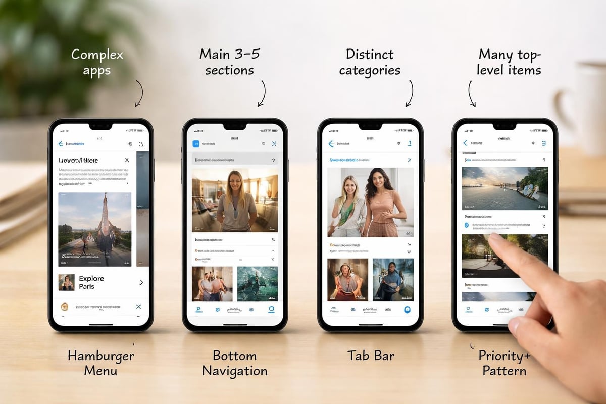 Mobile navigation patterns comparison