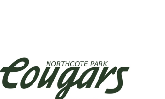 Logo with the words 'NORTHCOTE PARK Cougars' in stylized green text.