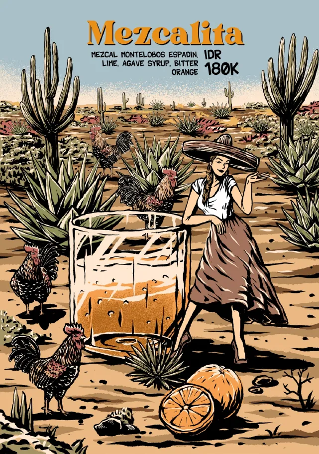 Mezcalita with Montelobos espadín mezcal and bitter orange, IDR 180K