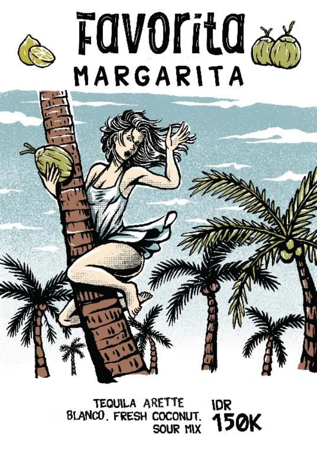 Favorita Margarita with Arette tequila and fresh coconut, IDR 150K