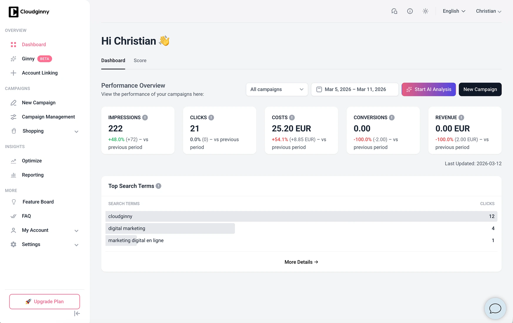 Cloudginny Dashboard