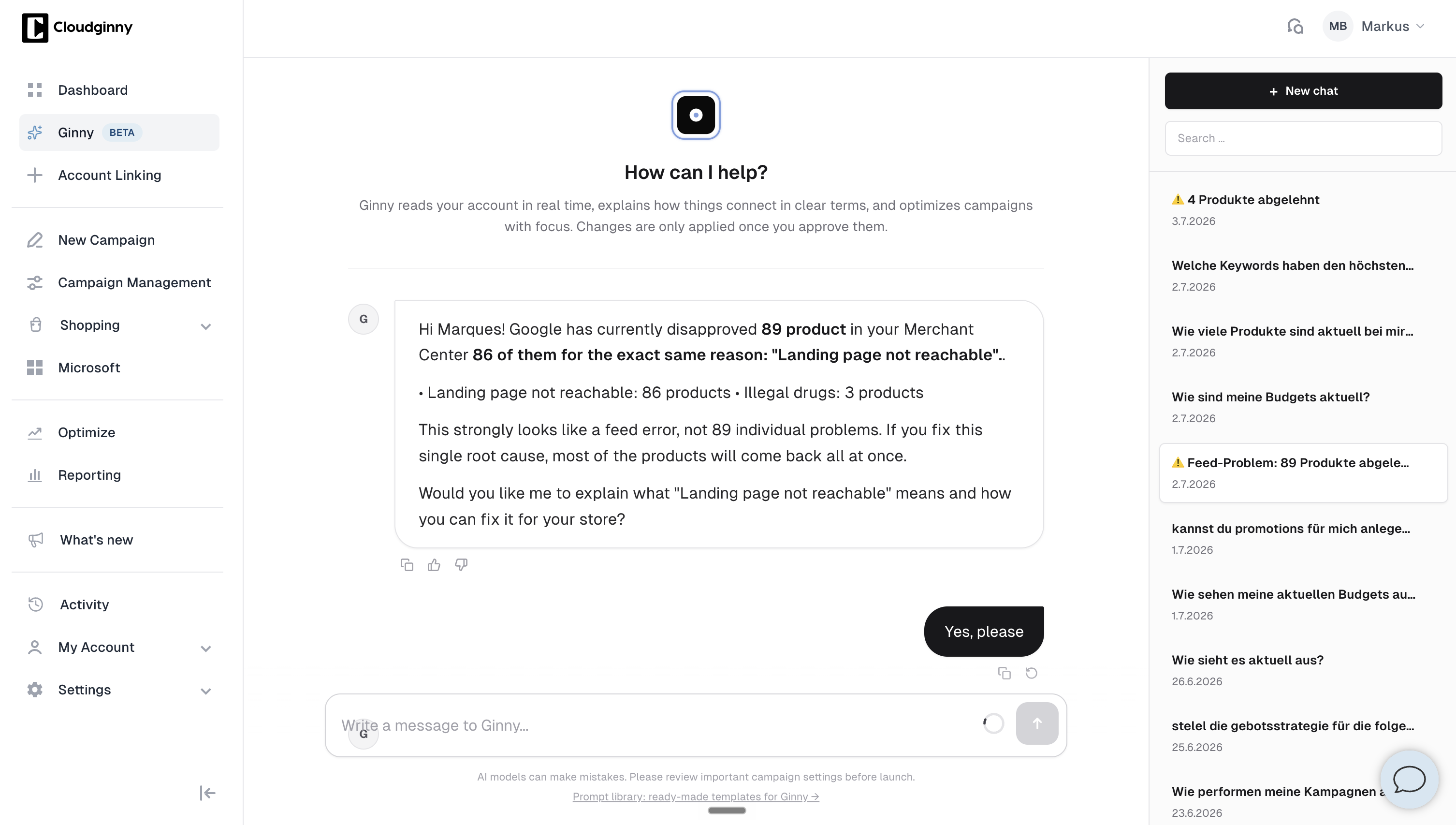 Ginny chat about disapproved products in Google Merchant Center