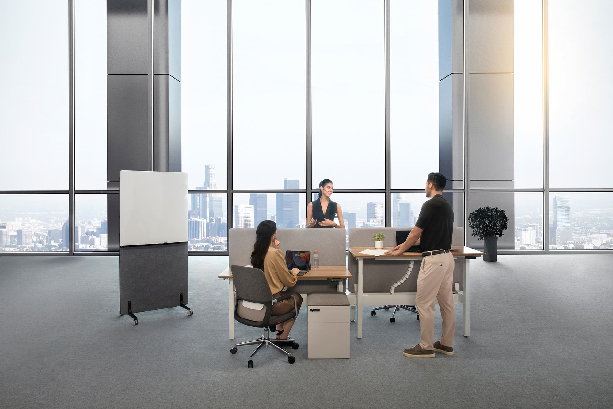 Team collaboration at AFC modular office workstations