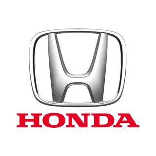 Honda company logo with stylized H in a silver frame above the word Honda.