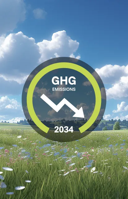 AFC GHG emissions reduction commitment graphic for 2034