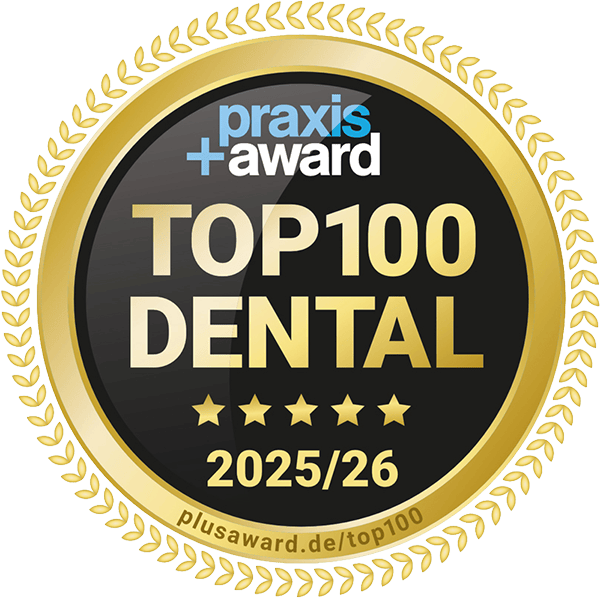 TOP100 Dental Siegel 2025/26 – prämierte Zahnarztpraxis in Freiburg für ästhetische Zahnmedizin, Veneers, Bleaching und hochwertige Behandlungen.