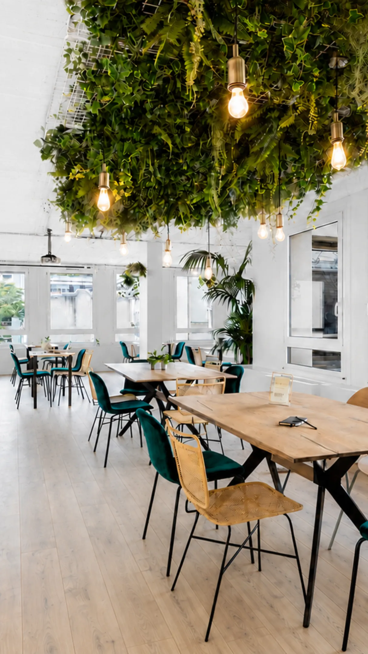 Openspace décoré de fausse verdure chez Keeze La Galerie, parfait pour une salle de réunion ou un espace de coworking à Paris.