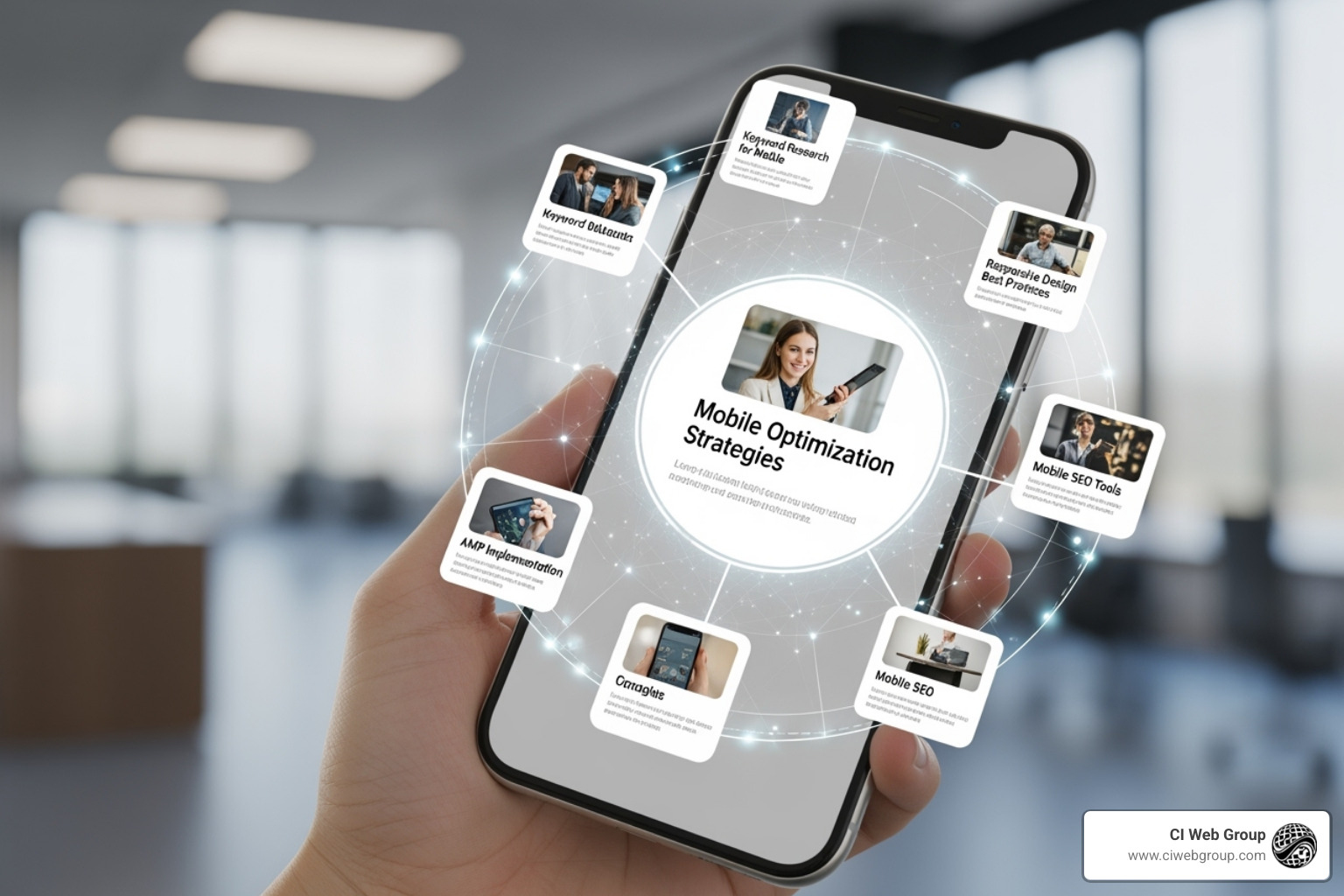 Poorly optimized vs. well-optimized mobile page - content cluster mobile optimization