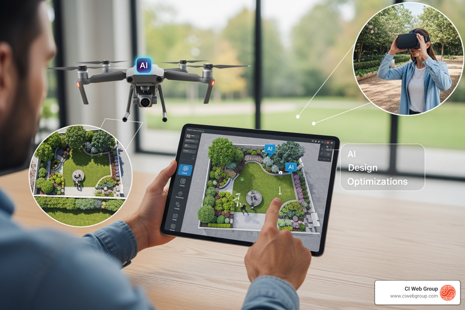 of a marketing funnel with AI touchpoints like chatbots, personalized emails, and targeted ads - Landscaping AI Marketing