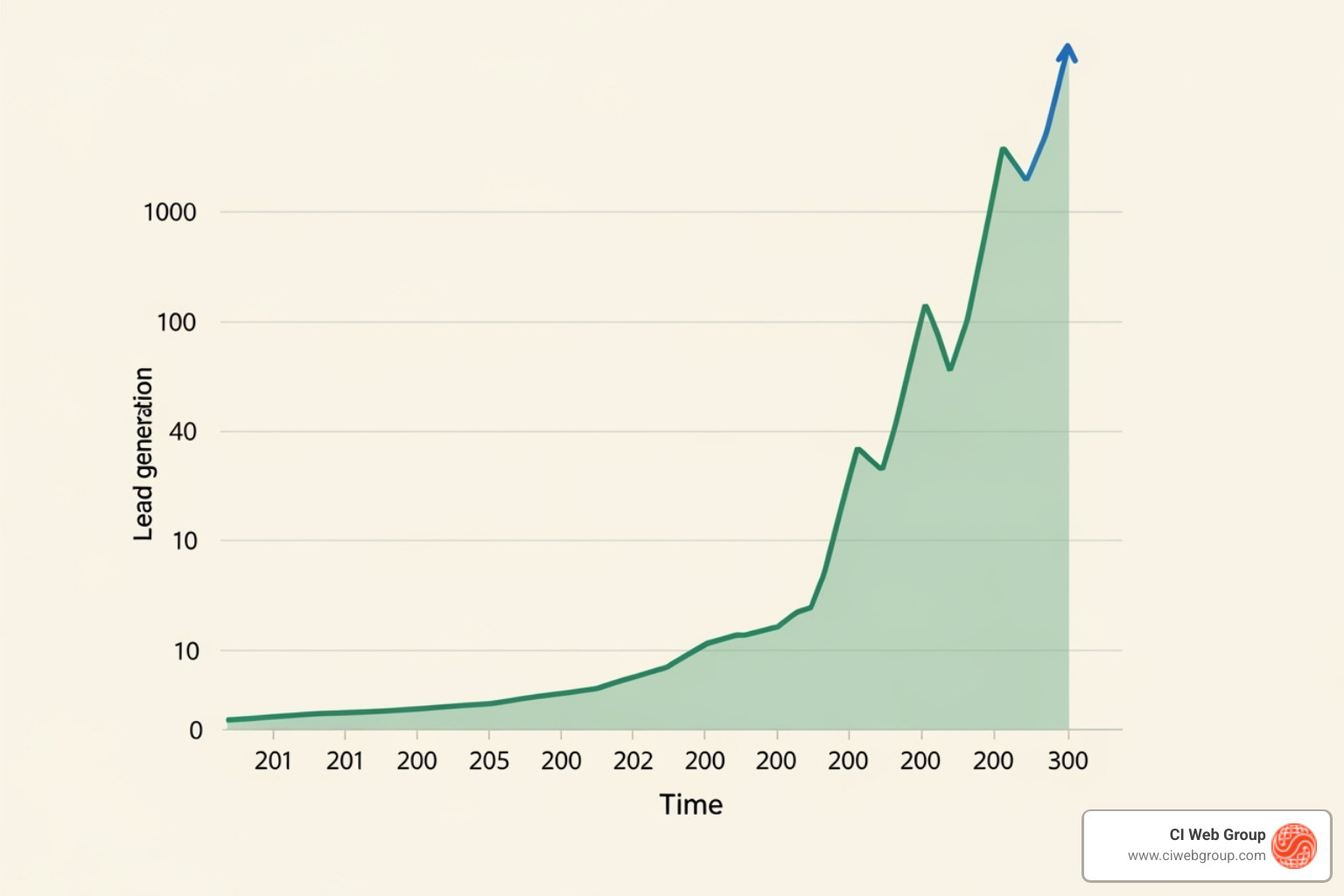 graph showing lead growth after AI implementation - Roofing Company AI Marketing