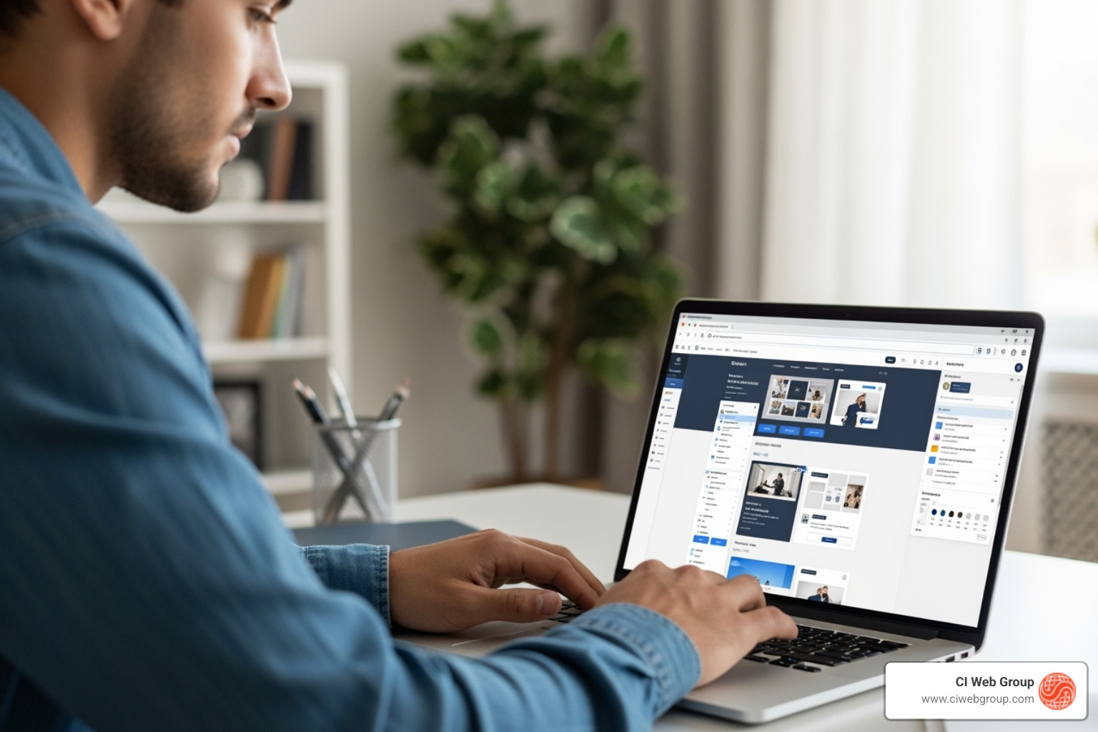 person working on the Webflow designer on a laptop - How much does a webflow website cost