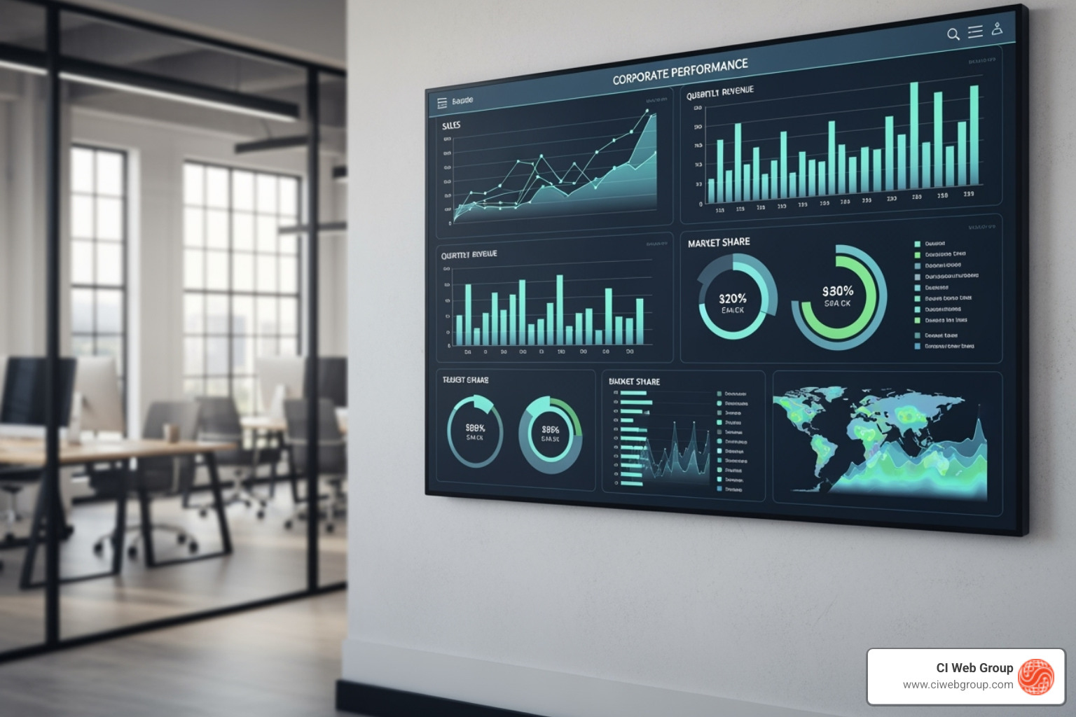 well-designed dashboard highlighting key features like filters, drill-downs, and clear chart labels - corporate performance dashboard