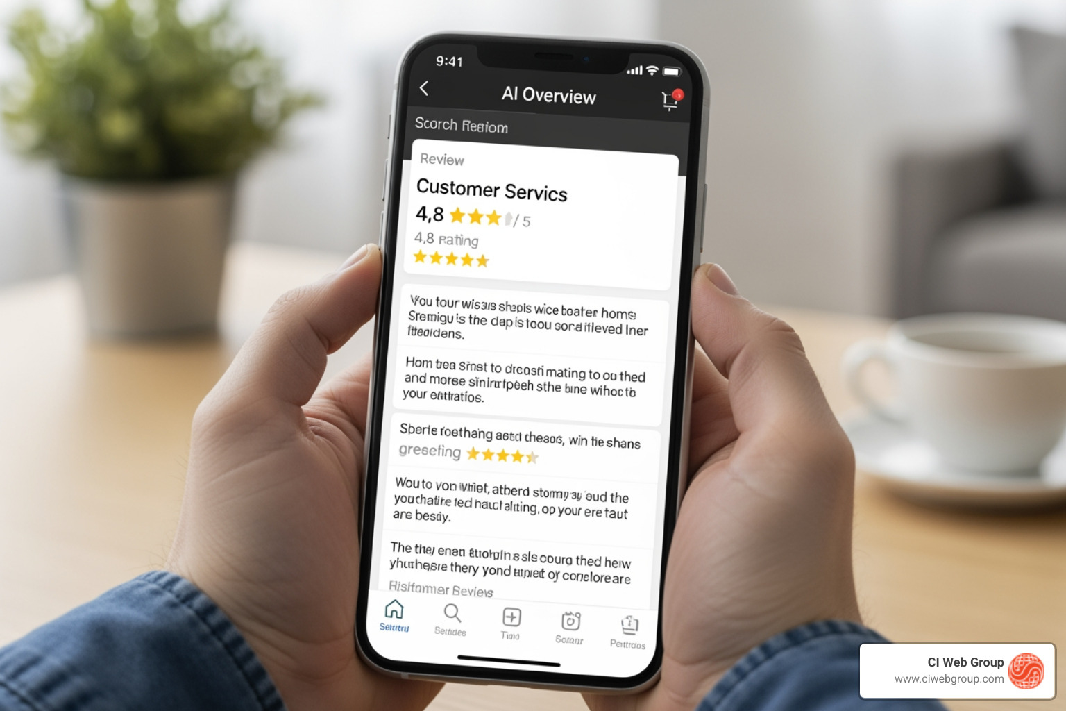 Customer reviews featured prominently in an AI Overview for a home service business - Google Zero for Trades