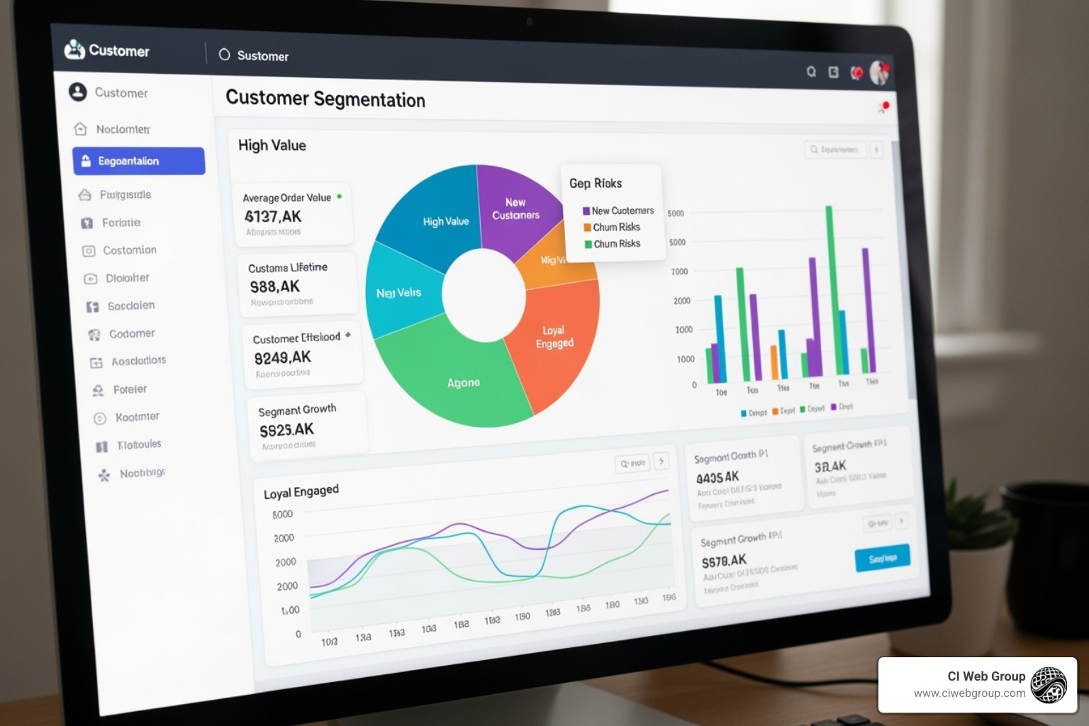 Dashboard showing various customer segments with key metrics - ai-powered customer segmentation