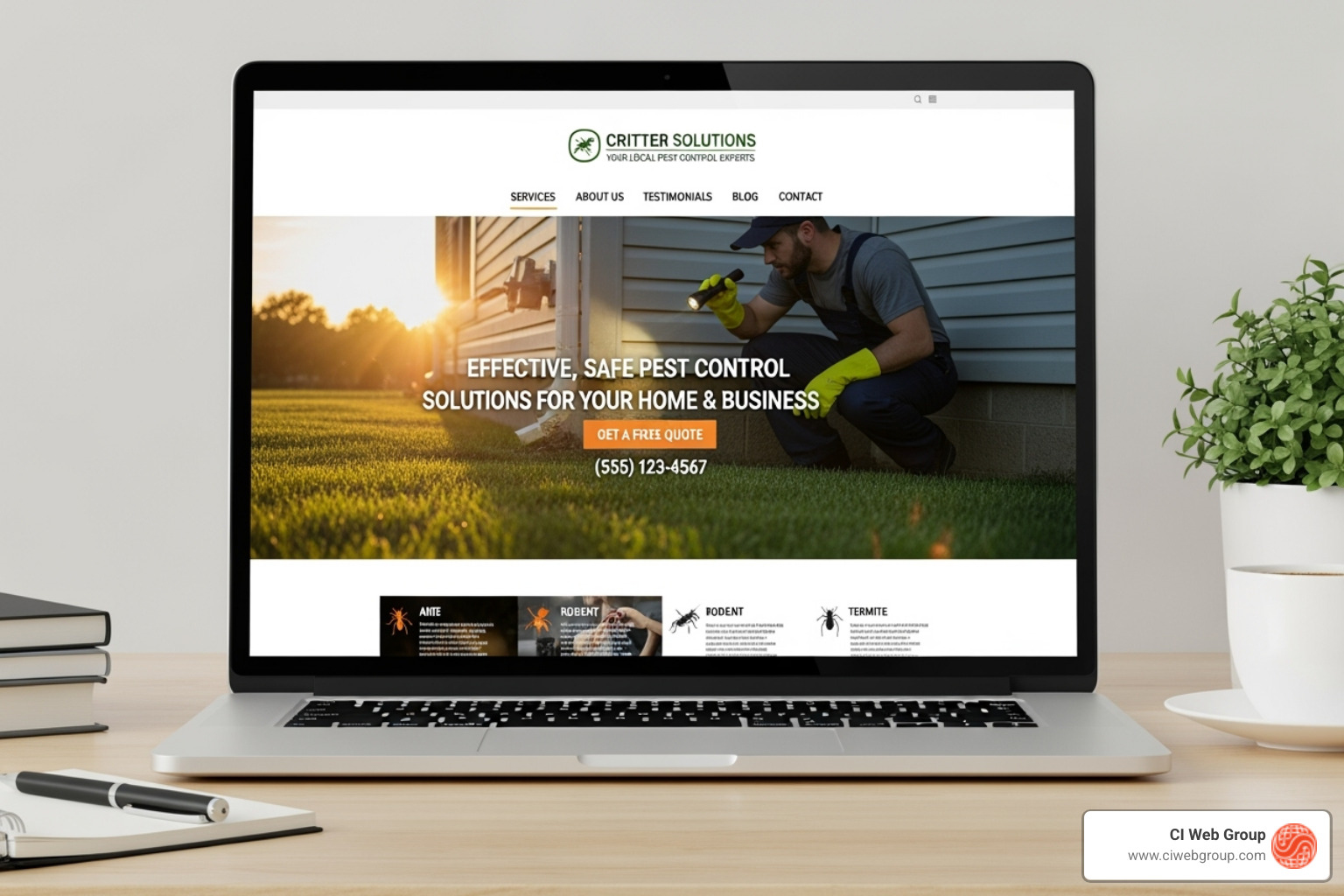 website responsive design - pest control web design services