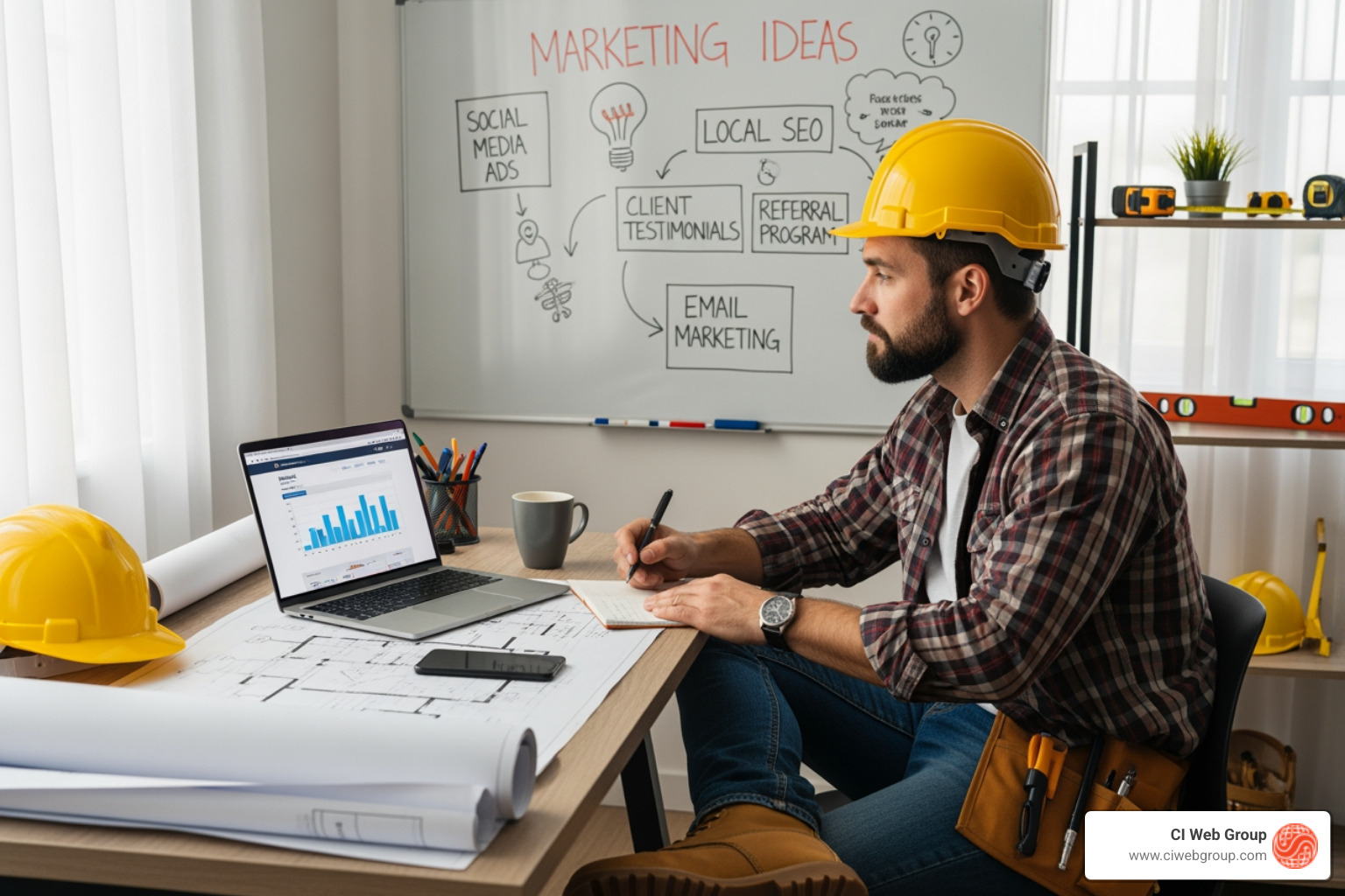 a well-designed contractor website on desktop and mobile - marketing for contractors