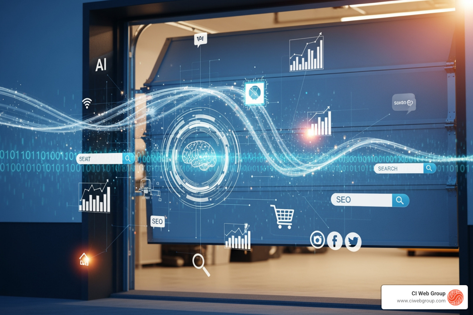 Google AI Overviews appear at the top of a search results page for "emergency garage door repair" - AI Marketing and Optimization for Garage Door Companies