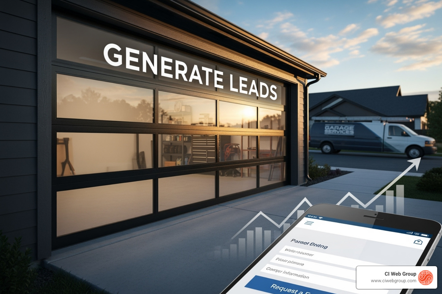 Google Local Services Ad for "emergency garage door repair" at the top of a search results page - garage door lead generation service