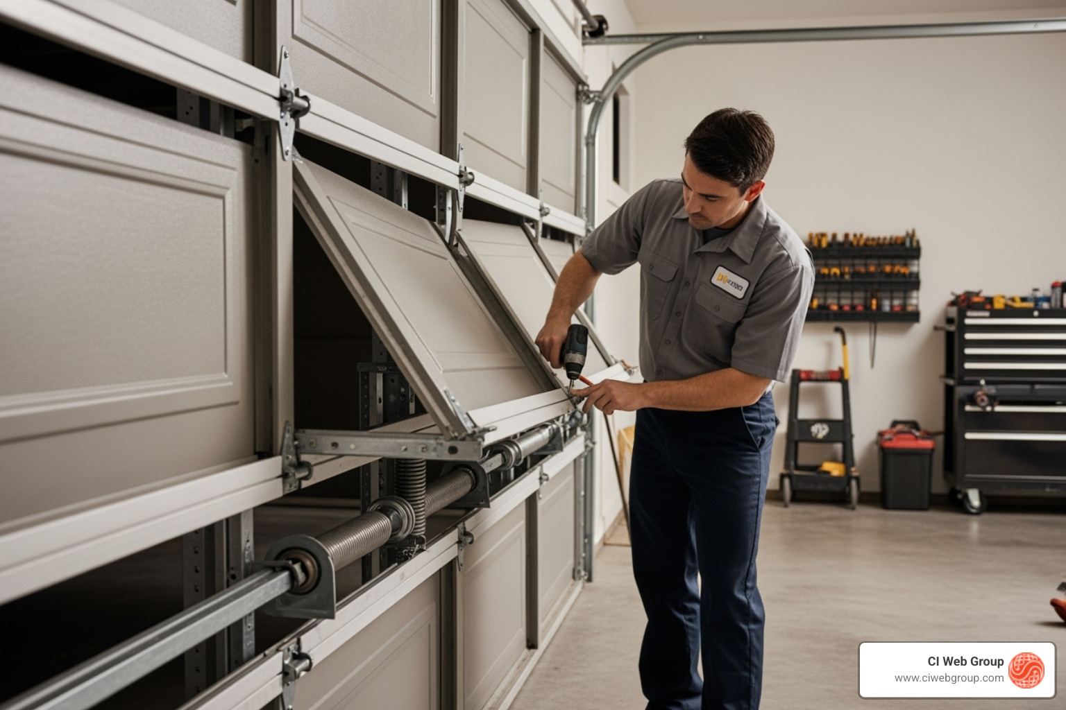 optimized garage door landing page - garage door repair ppc company