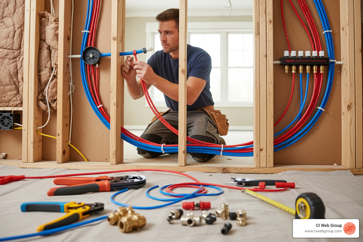 PEX piping being installed - plumbing market trends PEX piping being installed - plumbing market trends