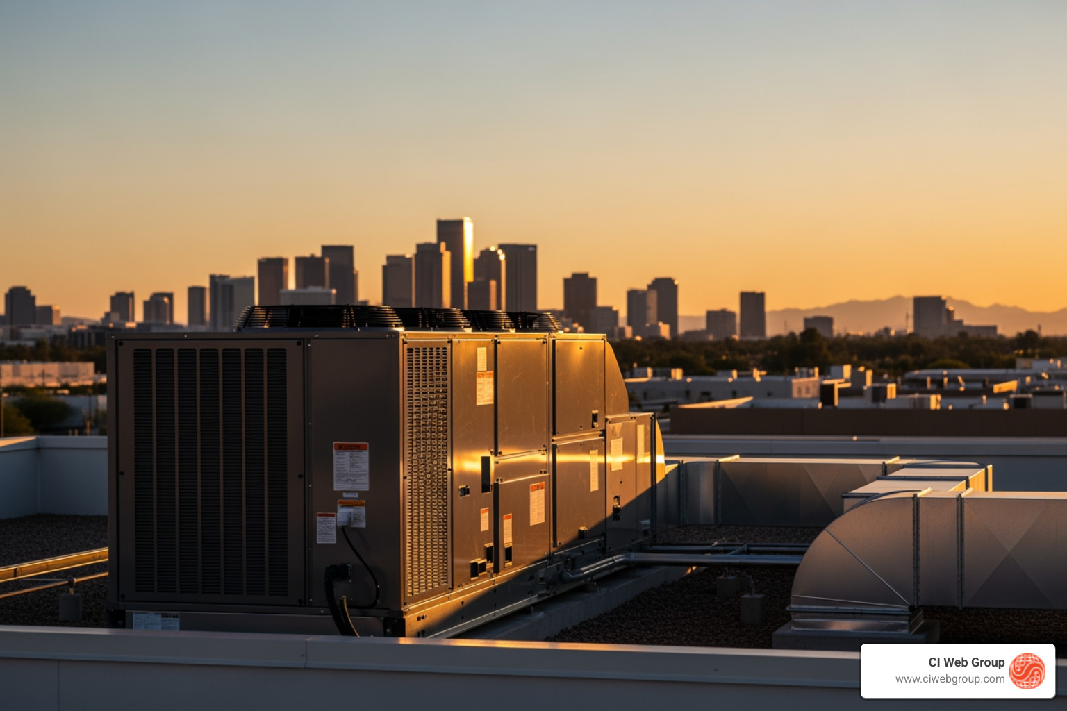 Phoenix HVAC technician working on air conditioning unit - hvac seo phoenix