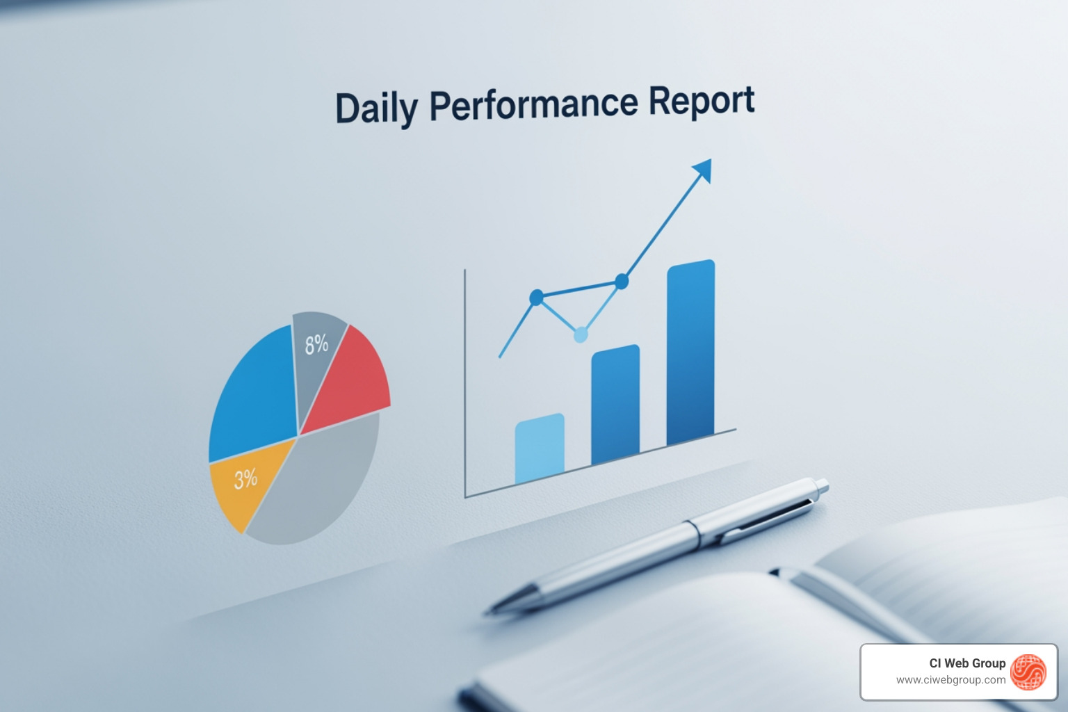 Infographic showing five key benefits of daily performance reporting: 1) Improved Team Alignment through standardized updates, 2) Early Problem Detection by spotting trends before they escalate, 3) Enhanced Accountability with clear documentation of completed work, 4) Better Resource Allocation based on historical performance data, and 5) Increased Client Satisfaction through proactive communication and issue resolution - daily performance report